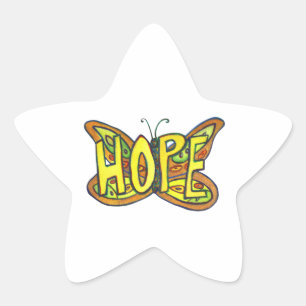 Hope Butterfly Word Art Inspirational Stickers