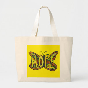 Hope Butterfly Word Art Inspirational Tote Bags
