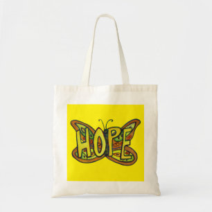 Hope Butterfly Word Art Inspirational Tote Bags