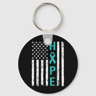 Hope Cervical Cancer Awareness Usa Flag Support Te Key Ring