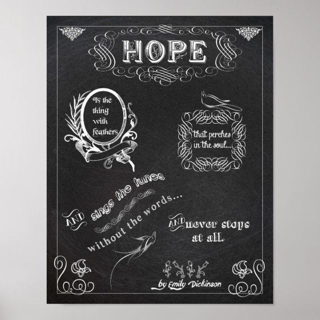 Hope chalkboard chalk board poster 11x14 (Front)