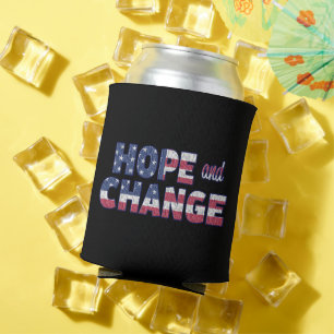 Hope & Change Red White Blue American Flag Can Cooler