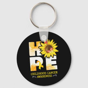 Hope Childhood Cancer Awareness Flowers Key Ring