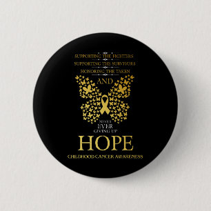 Hope Childhood Cancer Awareness Gold Ribbon 6 Cm Round Badge