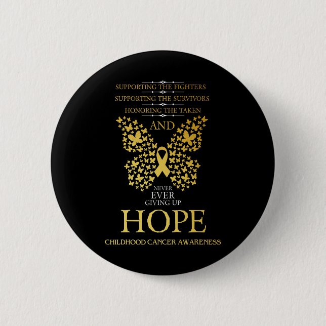 Hope Childhood Cancer Awareness Gold Ribbon  6 Cm Round Badge (Front)