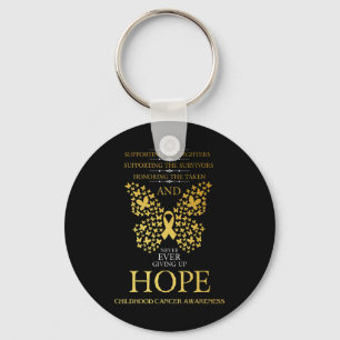 Hope Childhood Cancer Awareness Gold Ribbon Key Ring