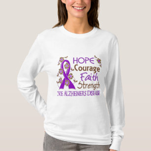 Hope Courage Faith Strength 3 Alzheimer's Disease T-Shirt