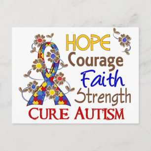 Hope Courage Faith Strength 3 Autism Postcard