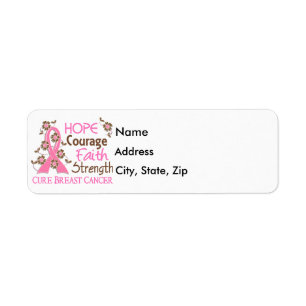 Hope Courage Faith Strength 3 Breast Cancer Return Address Label