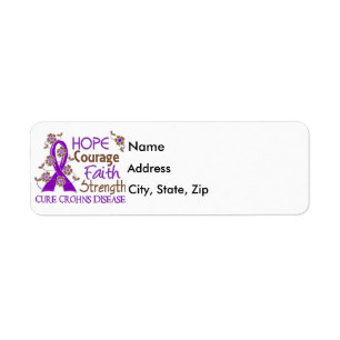 Hope Courage Faith Strength 3 Crohn's Disease Return Address Label