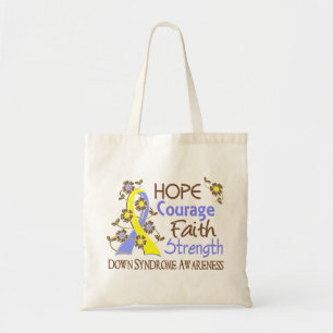 Hope Courage Faith Strength 3 Down Syndrome Tote Bag