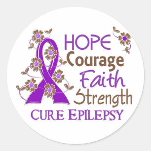 Hope Courage Faith Strength 3 Epilepsy Classic Round Sticker