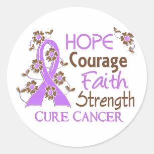 Hope Courage Faith Strength 3 General Cancer Classic Round Sticker