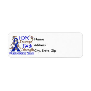 Hope Courage Faith Strength 3 Huntington's Disease Return Address Label