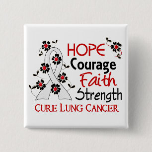 Hope Courage Faith Strength 3 Lung Cancer 15 Cm Square Badge