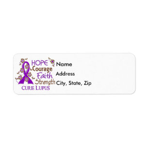 Hope Courage Faith Strength 3 Lupus Return Address Label