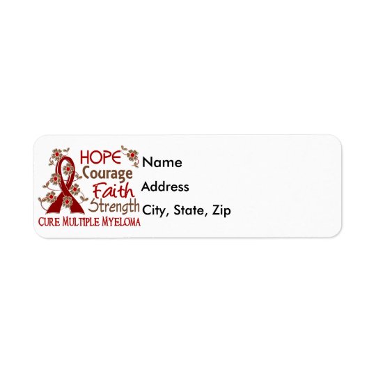 Hope Courage Faith Strength 3 Multiple Myeloma Return Address Label