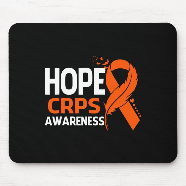 Hope CRPS Awareness Month Orange Ribbon Feather Su Mouse Pad (Front)