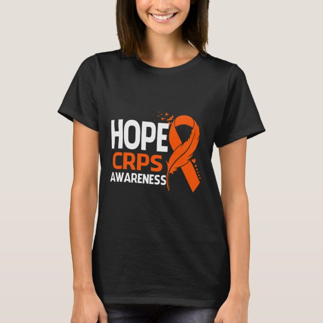 Hope CRPS Awareness Month Orange Ribbon Feather Su T-Shirt (Front)
