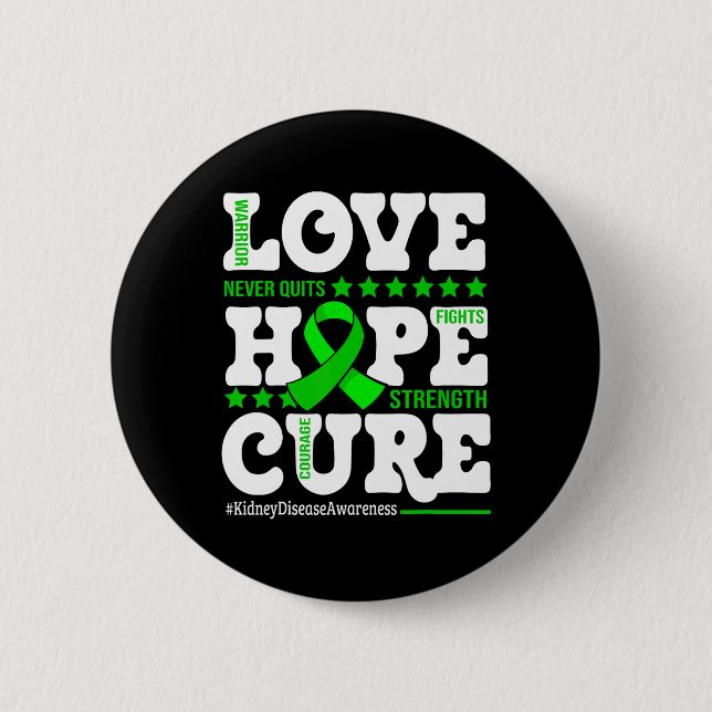 Hope Cure Warrior Kidney Disease Awareness Support 6 Cm Round Badge (Front)