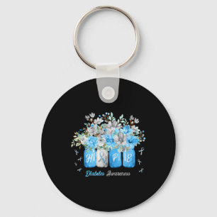 Hope Diabetes Awareness Blue Flowers Type 1 Diabet Key Ring