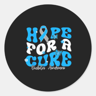 Hope Diabetes Awareness Ribbon Diabetic Type 1 Classic Round Sticker