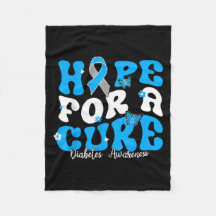Hope Diabetes Awareness Ribbon Diabetic Type 1 Fleece Blanket
