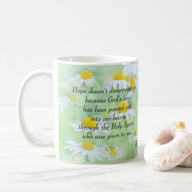 Hope doesn't Disappoint - Romans 5:5 Coffee Mug (With Donut)