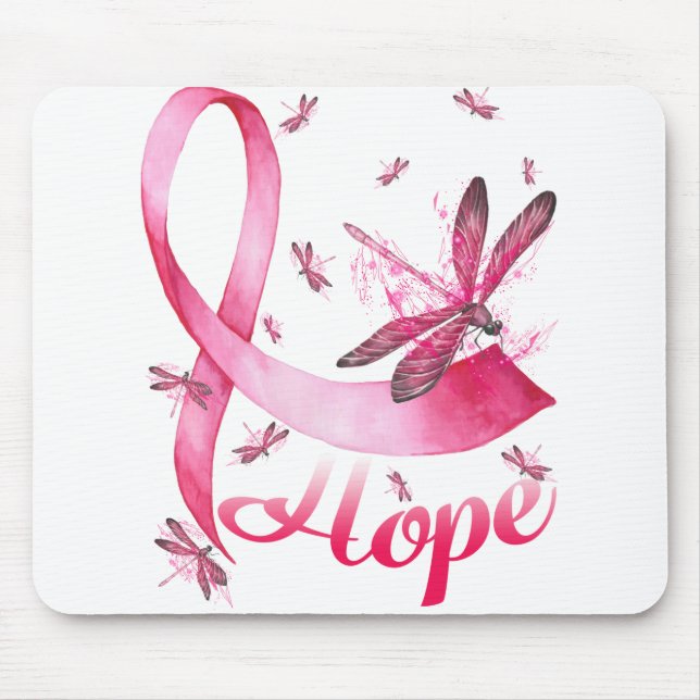 Hope Dragonfly Breast Cancer Awareness T-Shirt Mouse Pad (Front)