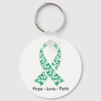 Hope Emerald Green Awareness Ribbon Key Ring