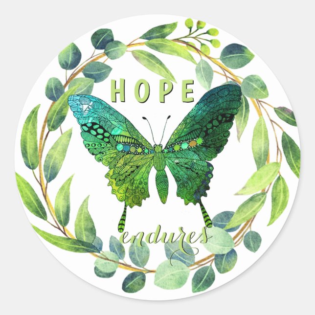 Hope Endures Floral Butterfly Stickers (Front)