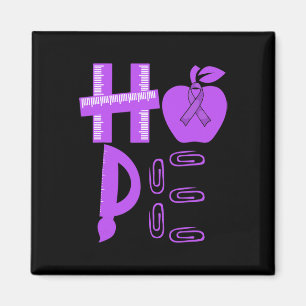 Hope Epilepsy Awareness Purple Ribbon Teacher Magnet