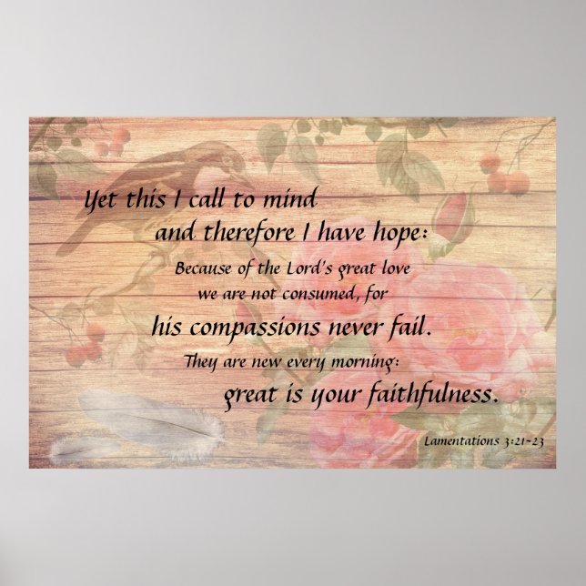 Hope Every Morning Christian Scripture Rose Poster (Front)