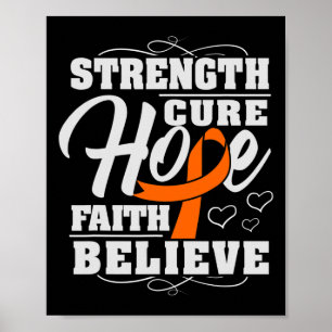 Hope Faith Believe Leukaemia Cancer Awareness Ribb Poster