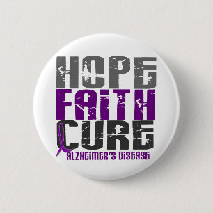 HOPE FAITH CURE ALZHEIMER’S DISEASE 6 CM ROUND BADGE