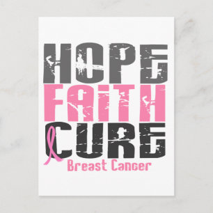 HOPE FAITH CURE BREAST CANCER POSTCARD