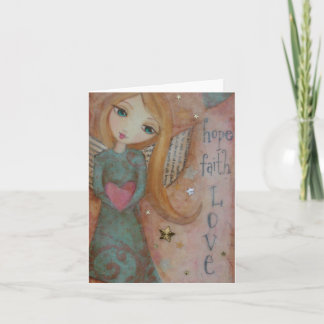 Hope Faith Love Angel Art Print Blank Notecard