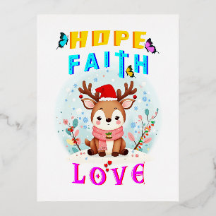 Hope Faith Love Foil Holiday Postcard