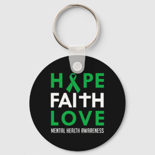 Hope Faith Love Green Ribbon Mental Health Awarene Key Ring