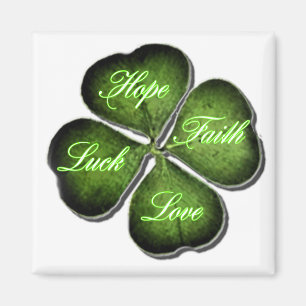 Hope, Faith, Love, & Luck 4 Leaf Clover Magnet