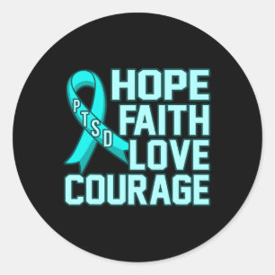 Hope Faith Love Ptsd Stress Awareness Ribbon Graph Classic Round Sticker