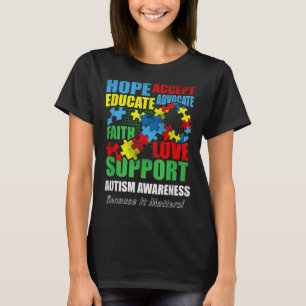 Hope Faith Love Ribbon Autism Awareness Women T-Shirt