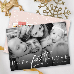 Hope Faith Love Script Religious Christmas Photo Holiday Card