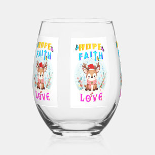 Hope Faith Love Stemless Wine Glass
