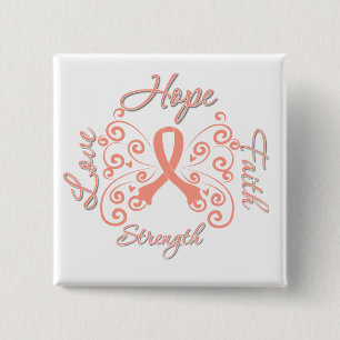 Hope Faith Love Strength Endometrial Cancer 15 Cm Square Badge