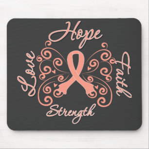 Hope Faith Love Strength Endometrial Cancer Mouse Pad