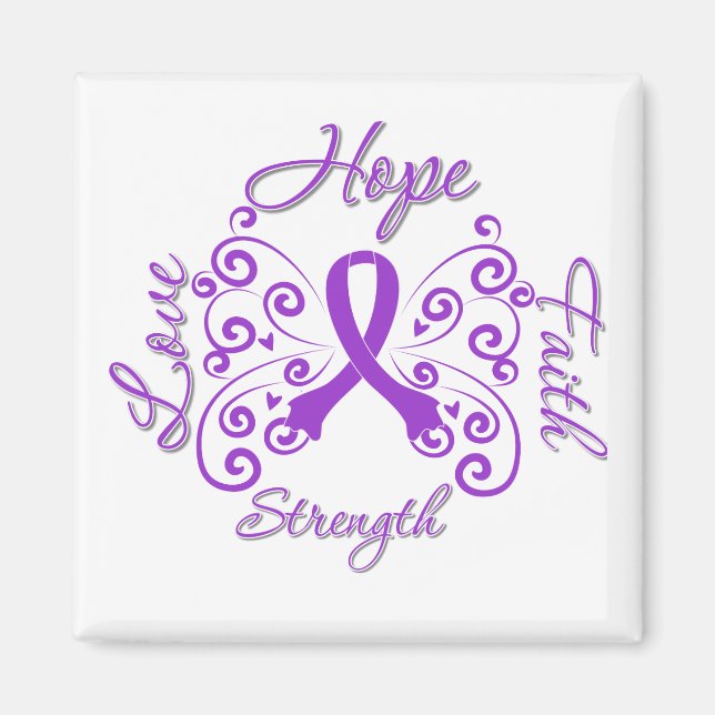 Hope Faith Love Strength Fibromyalgia Magnet (Front)