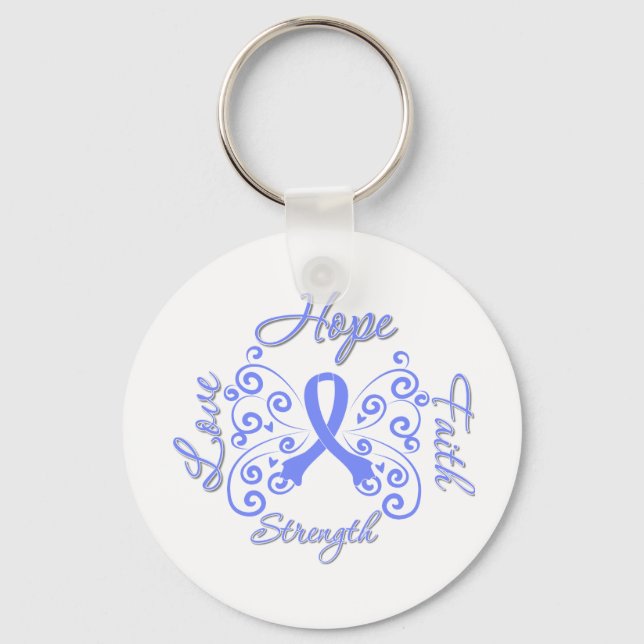 Hope Faith Love Strength Stomach Cancer Key Ring (Front)