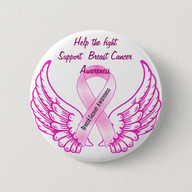 Hope&Fight-Breast Cancer Awareness_Button 6 Cm Round Badge (Front)