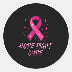 Hope Fight Cure Pink Ribbon Breast Cancer Awarenes Classic Round Sticker